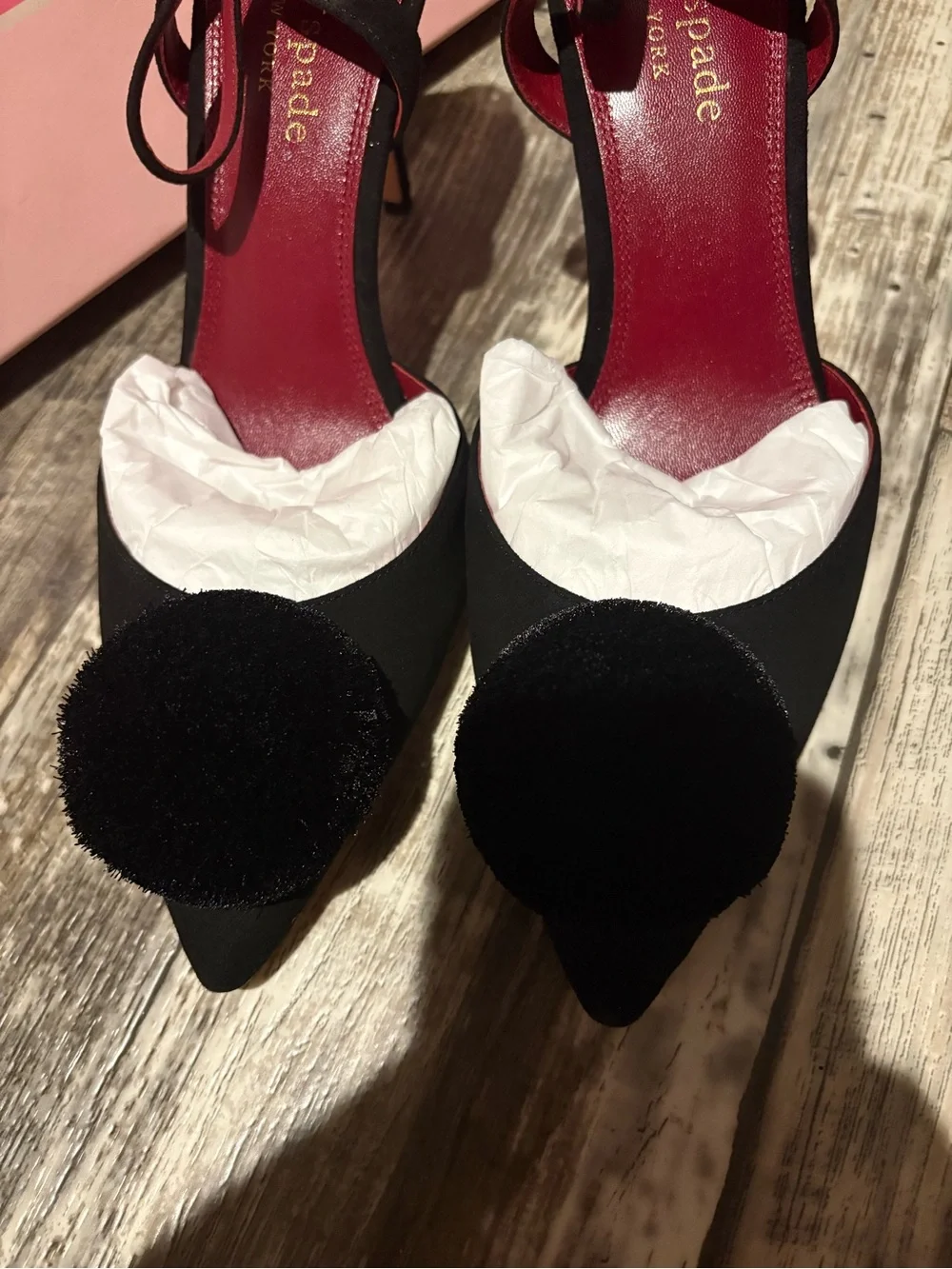 Kate Spade New York Amour Pom Pumps Black Suede